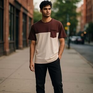 NWT TENTREE UNISEX Blocked Pocket Crew Neck T-Shirt